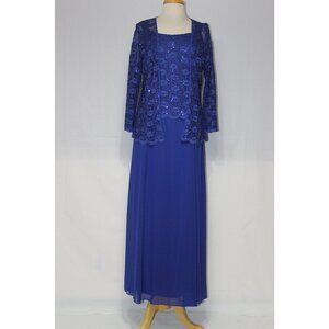 Eva USA Mother of Bride Groom Dress W/Jacket-Royal Blue-XL-#3175 NWTags